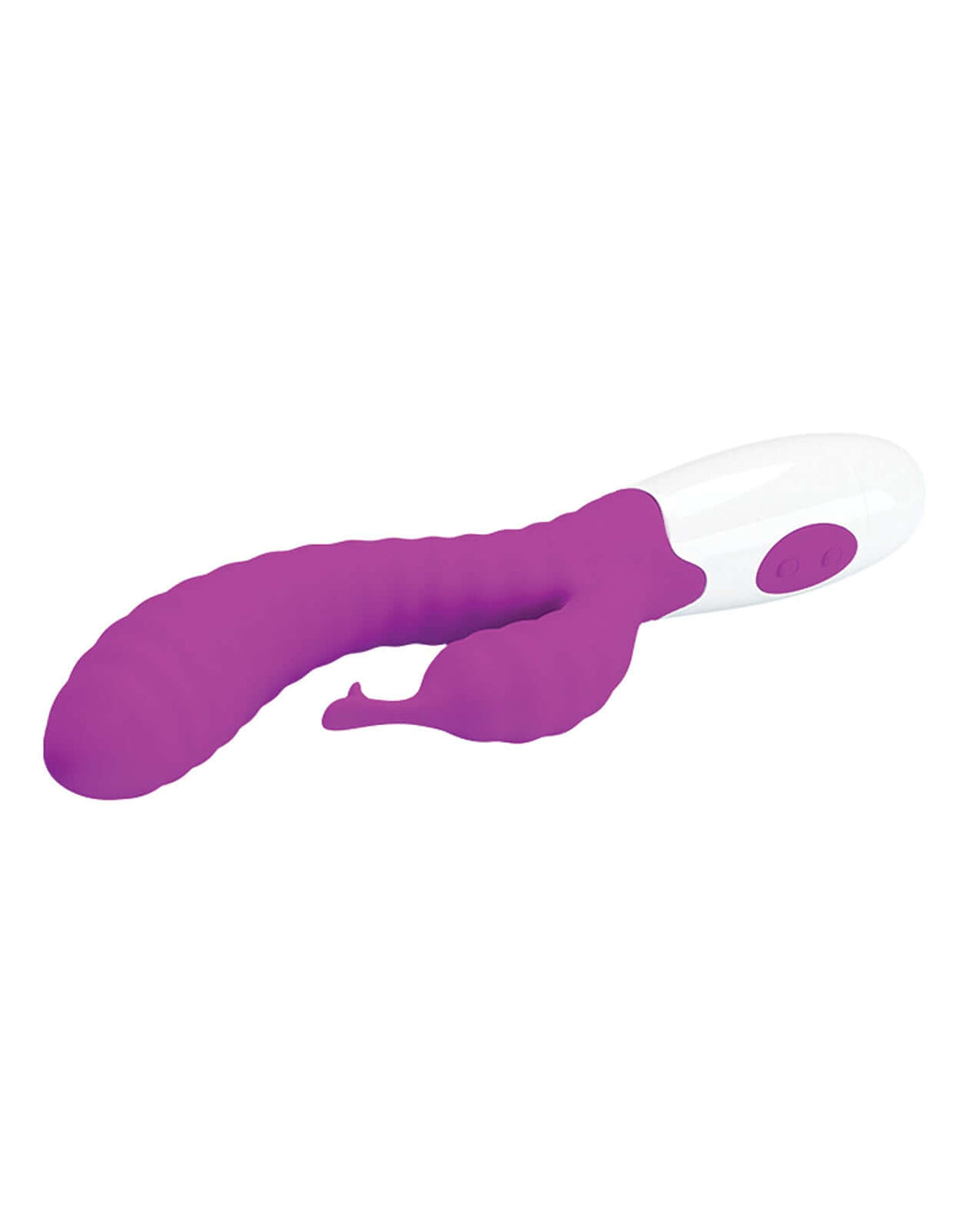 Pretty Love Hyman 30 Functions Rabbit Fuchsia curved G-spot vibrator in fuchsia silicone.