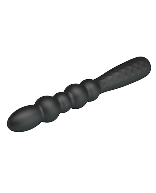 Pretty Love Mr Play Vibrating Anal Plug in sleek black design, showcasing its unique shape and textured handle.