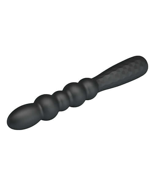 Pretty Love Mr Play Vibrating Anal Plug in sleek black design, showcasing its unique shape and textured handle.