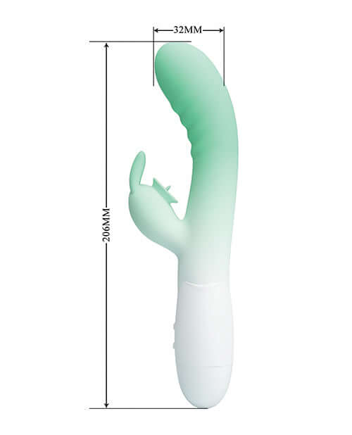 Pretty Love Cerberus Licking Rabbit Aqua Ombre, a slim silicone vibrator with multiple functions.