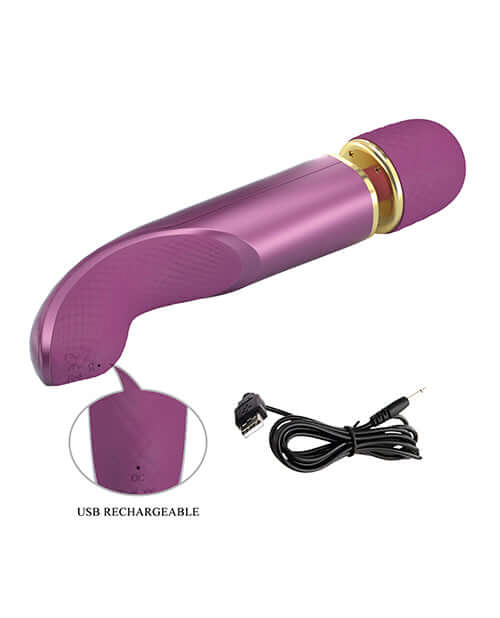 Pretty Love Colorful Wand Massager in vibrant purple color with USB rechargeable feature.