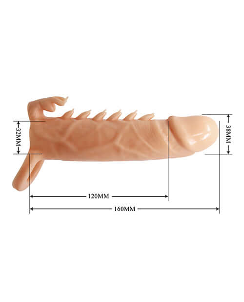 Pretty Love Emmitt 6.3 inch Penis Sleeve Ivory with measurements 120MM x 160MM and design details.