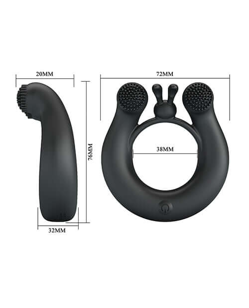 Pretty Love Vibrating Penis Ring Dahlia dimensions and design features.