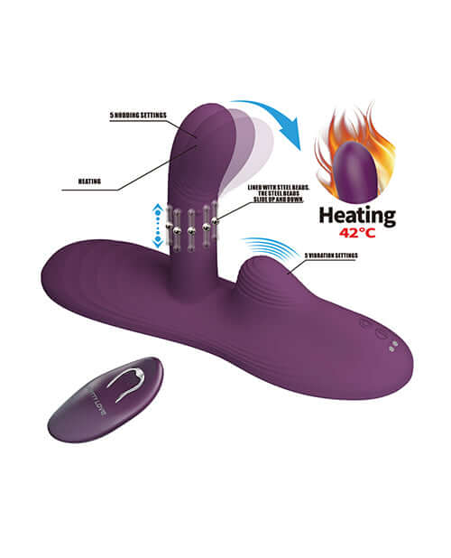 Pretty Love Remote Controlled Vibe Pad Luka Purple with heating feature and multiple vibration settings.