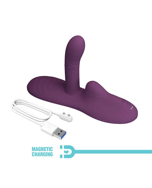 Pretty Love Remote Controlled Vibe Pad Luka Purple with magnetic charging cable.