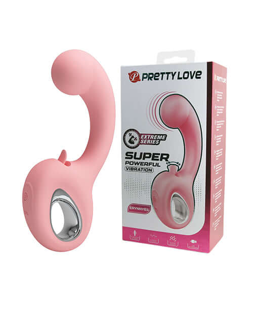 Pretty Love Extreme Series Powerful Vibration Erynnyes dual-stimulation rabbit vibrator in pink packaging.