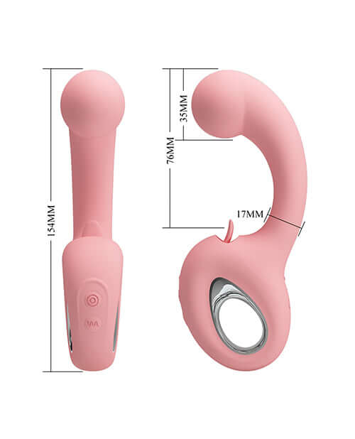 Pretty Love Extreme Series Powerful Vibration Erynnyes dual-stimulation rabbit vibrator with dimensions.