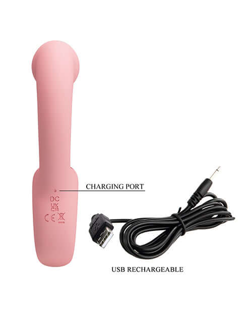 Pretty Love Extreme Series Powerful Vibration Erynnyes showing the charging port and USB rechargeable cable.