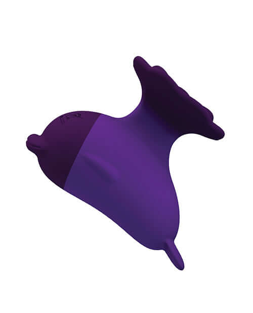 Pretty Love Dolphin Finger Vibe Purple, a sleek mini toy in purple silicone, showcasing its elegant organic design.