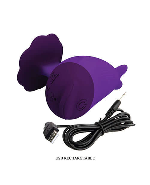 Pretty Love Dolphin Finger Vibe Purple with USB rechargeable feature, showcasing elegant design and waterproof silicone material.