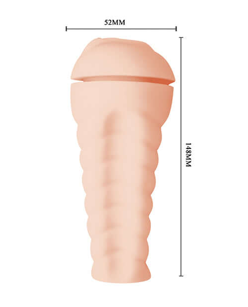 Crazy Bull Trish Masturbator Ivory realistic stroker with textured sleeve, dimensions 52mm x 188mm.