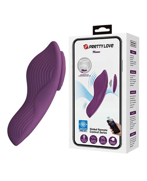 Pretty Love Mane Magnetic App-Controlled Panty Vibe Purple vibrator with packaging for enhanced pleasure.