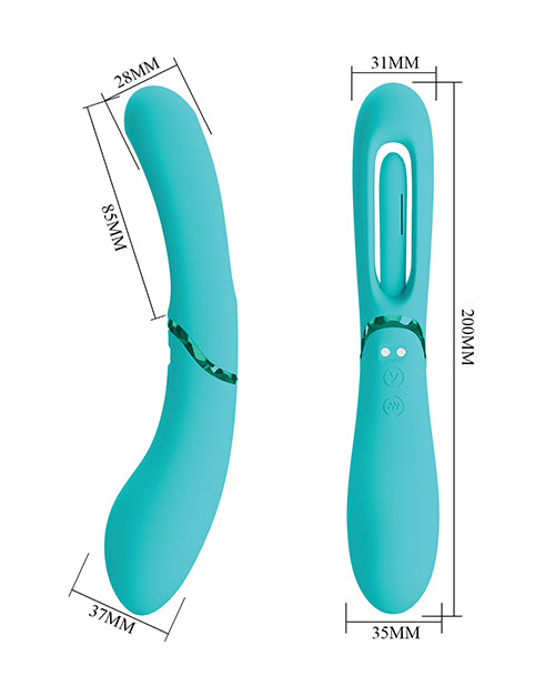 Pretty Love Romance Lexie Flapping Vibe Aqua, dual-action silicone massager in striking aqua finish.