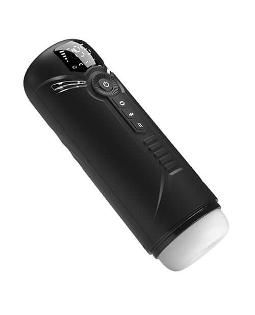 Pretty Love Multifunction Masturbator Aetolia in sleek black design with control buttons and suction features.