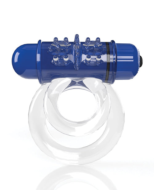 Screaming O 4T DoubleO 6 Vibrating Cock Ring Blueberry features dual vibrating rings for enhanced pleasure.