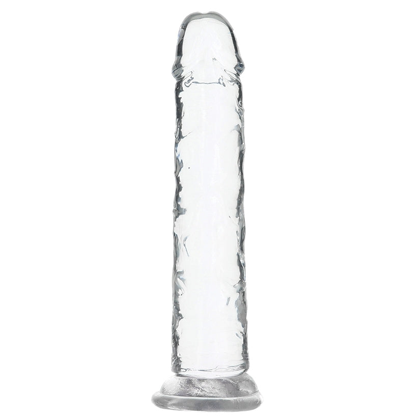 Crystal Addiction 7 Inch Straight Dong Suction Cup with crystal-clear design and realistic texture.