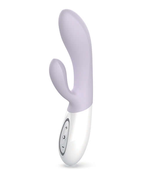 Zini Dew Dual Pleasure Rabbit Vibrator Purple showcasing its sleek design and user-friendly controls for sensory pleasure.