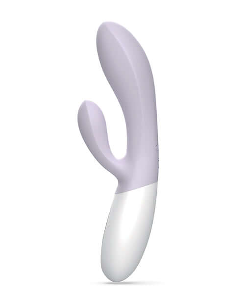 Zini Dew Dual Pleasure Rabbit Vibrator Purple showcasing its elegant design for internal and external stimulation.