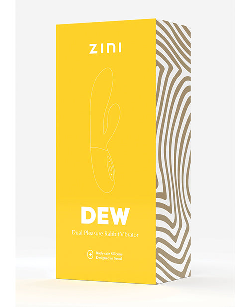 Zini Dew Dual Pleasure Rabbit Vibrator Purple packaging featuring design and product details.