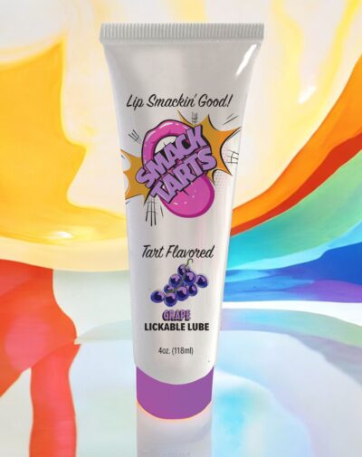 Smack Tarts Lickable Lube Sour Grape 4 Oz featuring a vibrant tube design with tart flavored label