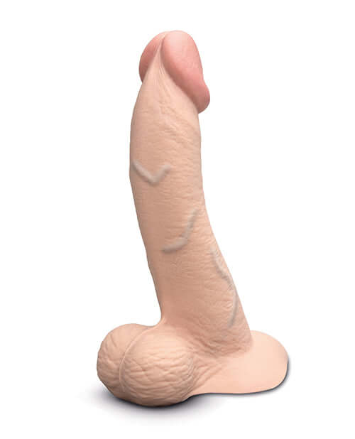 b-Vibe Slipskin 9 inches Curvy Dildo Cream showcasing its lifelike design and realistic features.