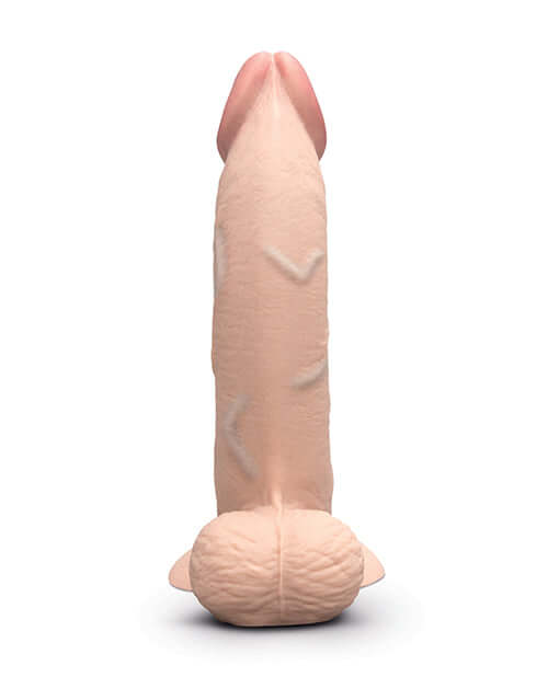 b-Vibe Slipskin 9 inches Curvy Dildo Cream showcasing its lifelike design and realistic texture.