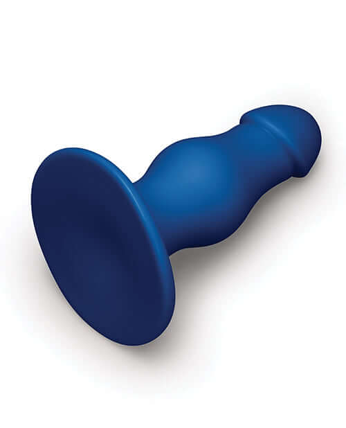 b-Vibe Gape 8.25 inch Bulbous Dildo with Suction Cup in blue, curved shape for intense pleasure and satisfaction.