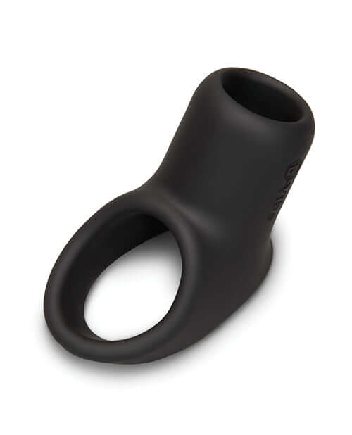 b-Vibe Flex Ring Shaft Silicone Cock Ring & Ball Stretcher in sleek black silicone design.