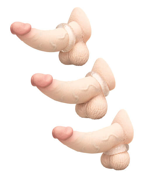 b-Vibe Stretch-Tech Swirl Flexible Secure Fit Cock Ring in three sizes for enhanced pleasure and support.