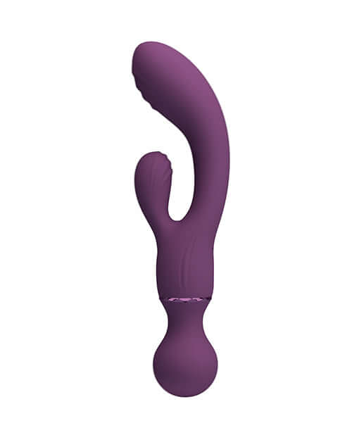Pretty Love All Rounder Vibrator Purple showcasing its unique dual-stimulation design and soft silicone material.