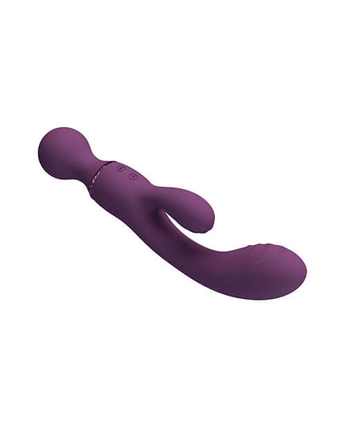 Pretty Love All Rounder Vibrator Purple - versatile dual-stimulation toy in vibrant purple, made of soft silicone.