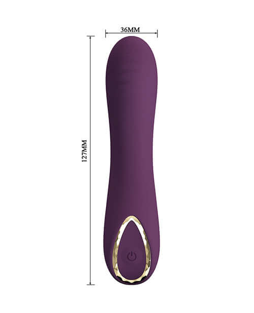 Pretty Love Extreme Series Powerful Vibration Lloyde vibrator in purple with dimensions 127MM x 36MM.