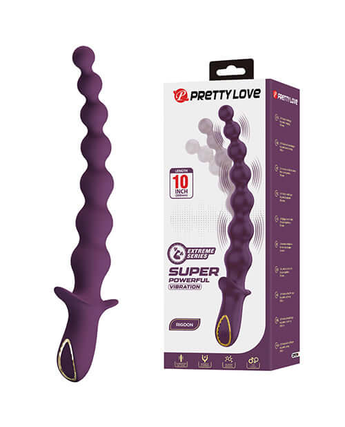 Pretty Love Extreme Series Powerful Vibration Rigdon 10-inch vibrating toy for anal stimulation, flexible silicone design.