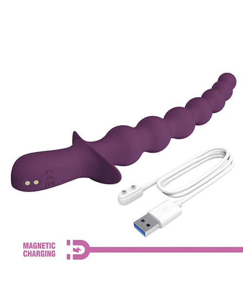Pretty Love Extreme Series Powerful Vibration Rigdon with USB magnetic charger, 10-inch flexible beaded design.