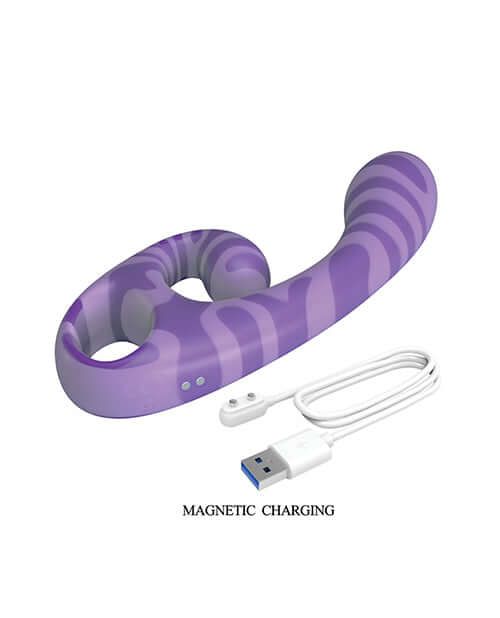 Pretty Love Sumner Rabbit Vibrator Purple with magnetic charging cable on a white background.
