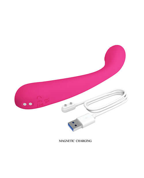Pretty Love Extreme Series Powerful Vibration Jessica in pink with USB magnetic charging cable.