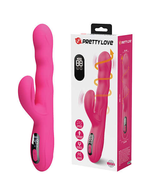 Pretty Love Winters Squiggle Vibrator Pink in packaging showcasing advanced design and LED display.