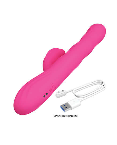 Pretty Love Winters Squiggle Vibrator Pink with magnetic charging cable for enhanced pleasure.