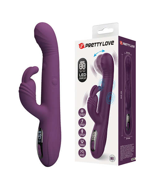 Pretty Love Dee Thumping Rabbit Purple massager in packaging, showcasing its ergonomic design and advanced features.