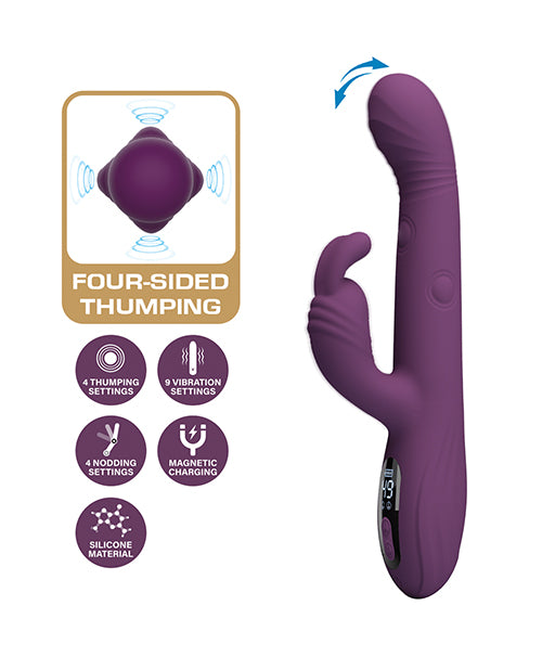 Pretty Love Dee Thumping Rabbit Purple featuring four-sided thumping, silicone material, and intuitive controls.