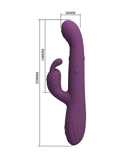 Pretty Love Dee Thumping Rabbit Purple personal massager dimensions with ergonomic design and sleek purple finish.