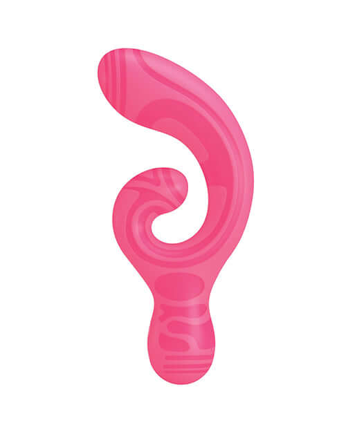 Pretty Love Verity Rabbit Vibrator Hot Pink elegantly curved dual-ended massager in soft pink silicone.