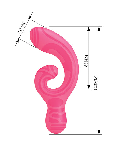 Pretty Love Verity Rabbit Vibrator Hot Pink with measurements, showcasing the elegant design and ergonomic shape.