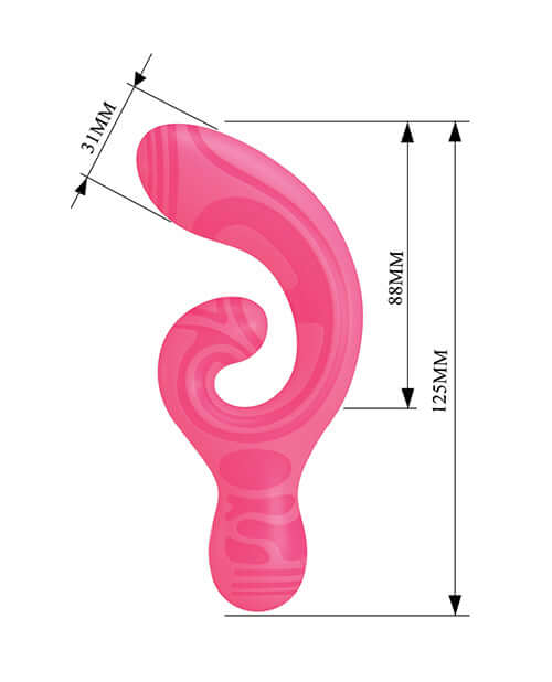 Pretty Love Verity Rabbit Vibrator Hot Pink with measurements, showcasing the elegant design and ergonomic shape.