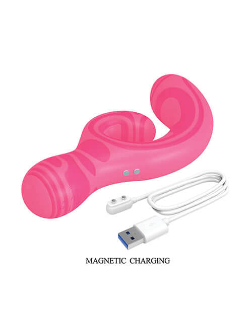 Pretty Love Verity Rabbit Vibrator Hot Pink with USB magnetic charging cable.