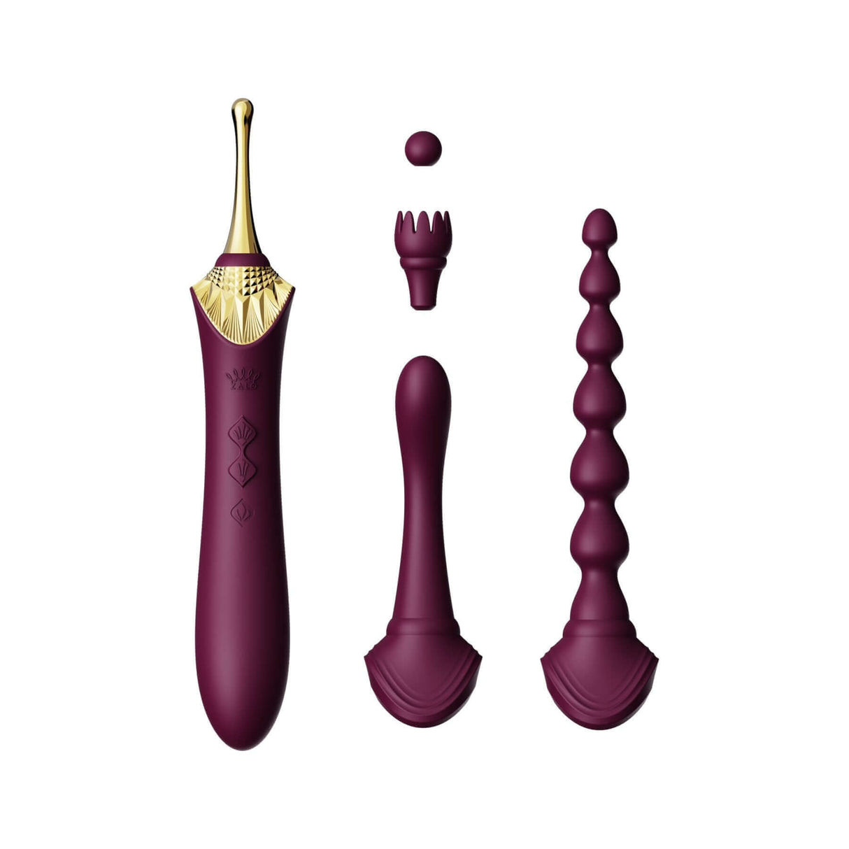 ZALO Bess 2 Clitoral Massager with Multiple Attachments - Velvet Purple, Waterproof, USB Rechargeable, 8 Vibration Modes, 1-yr Warranty