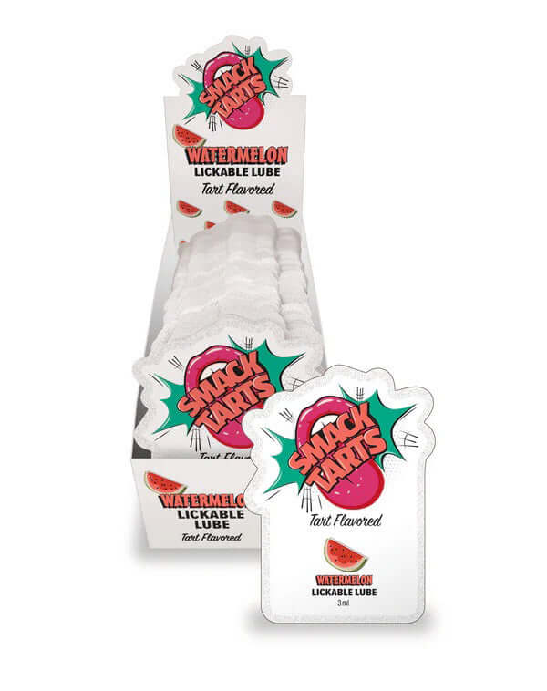 Smack Tarts Lube 3 ml Pouch Sour Watermelon Display 36 pc with vibrant packaging and individual pouches.
