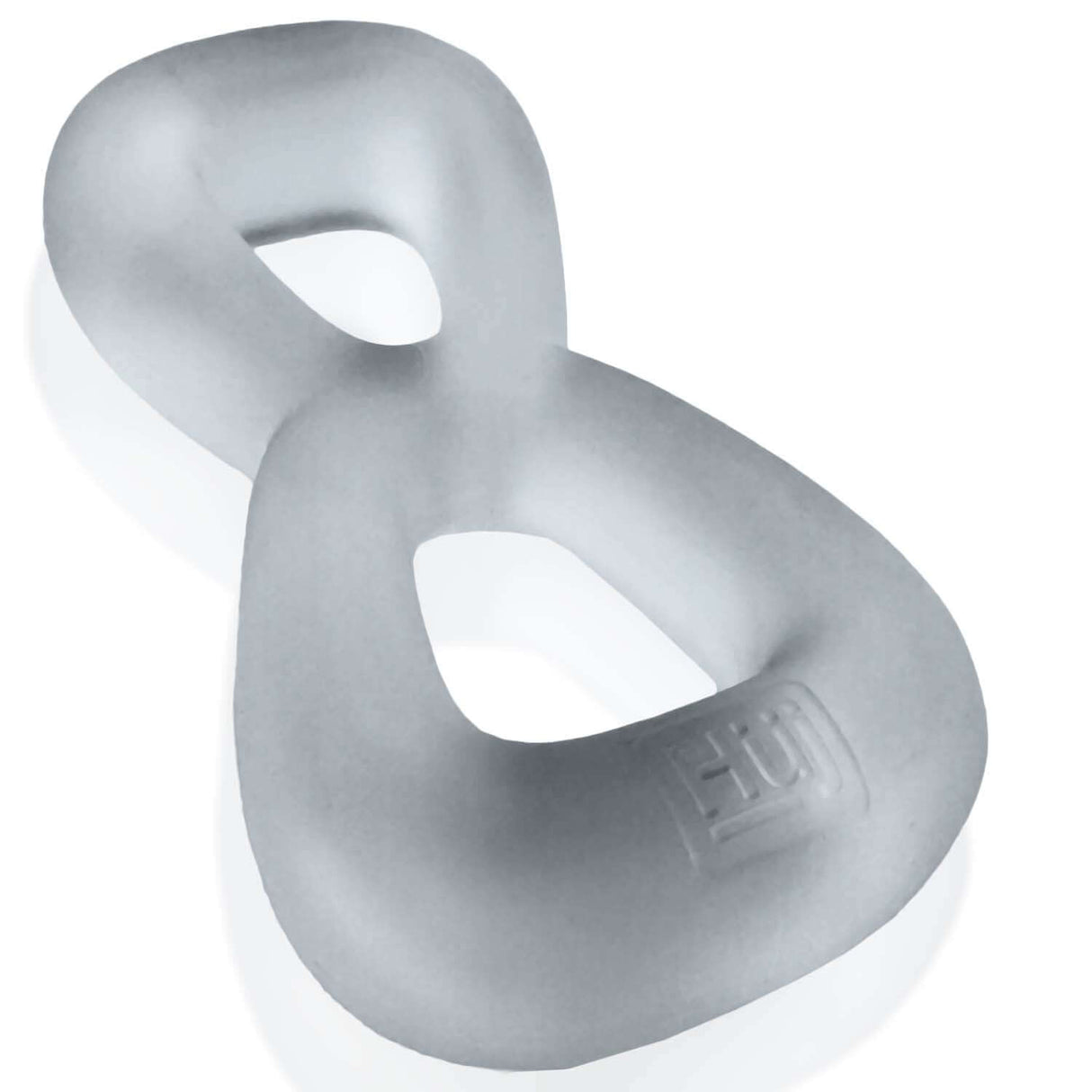 Oxballs Boomerang Double-Ring Cockring & Nut-Tugger Clear Steam shown in soft material design