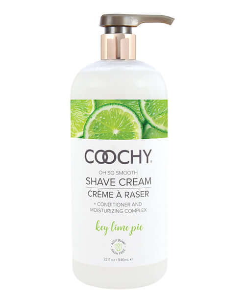 Coochy Shave Cream Key Lime Pie 12.5 Oz, smooth shave cream with moisturizing complex and jojoba seed oil.