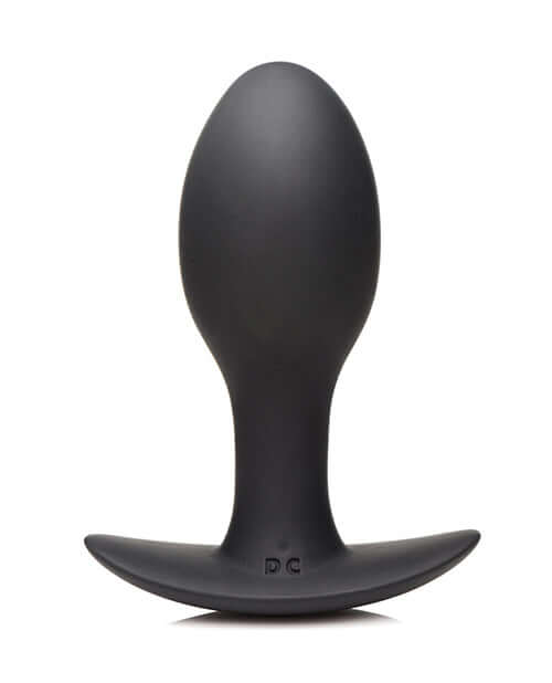 Rooster Rumbler Vibrating Silicone Anal Plug Large Black displayed in a sleek, matte finish for anal pleasure.